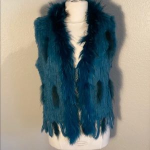 Turquoise fur vest, large